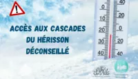 En cette période de gel et dégel, nous vous déconseillons l'accès au site des cascades.